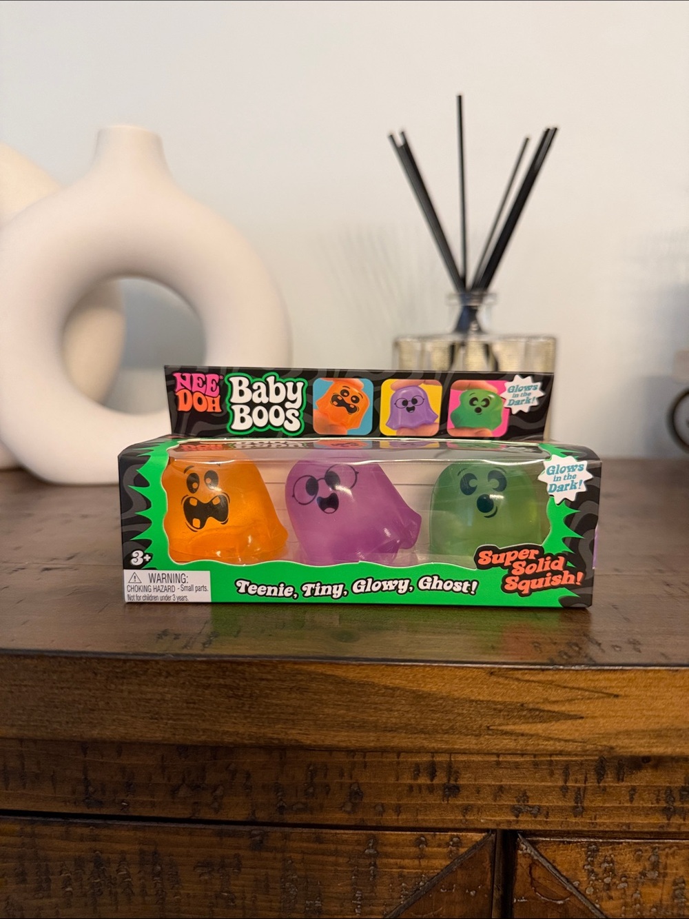 NeeDoh Baby Boos Glow Ghosts - Orange, Purple, Green